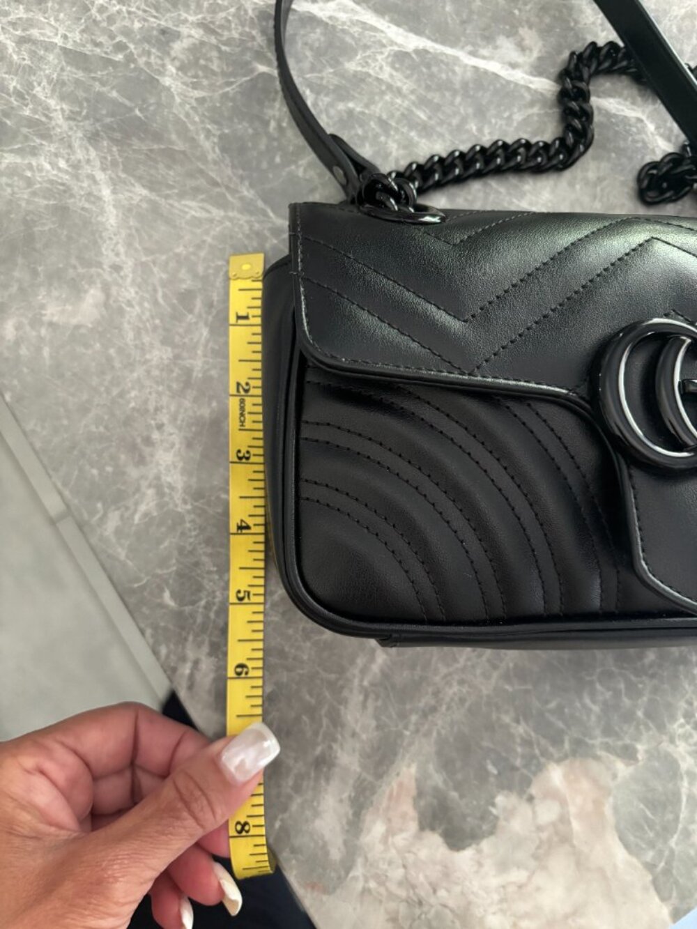 AUTHENTIC GUCCI MARMONT SMALL SHOULDER BAG- Glossy Black Hardware - Picture 12 of 13
